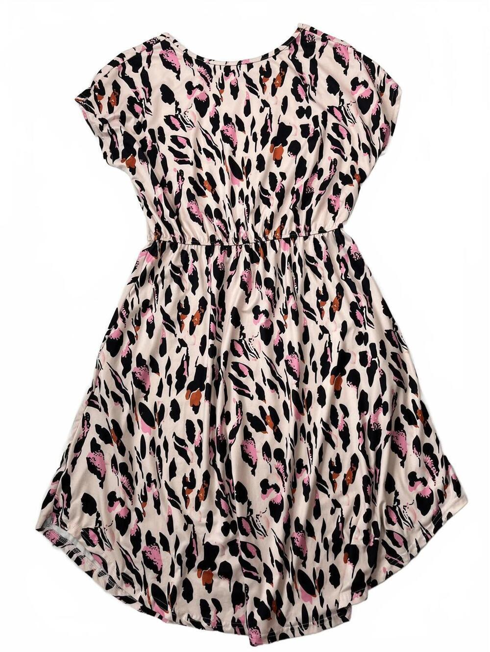 Vintage Pink Leopard Print Dress Women's Size L Y2K Party Retro